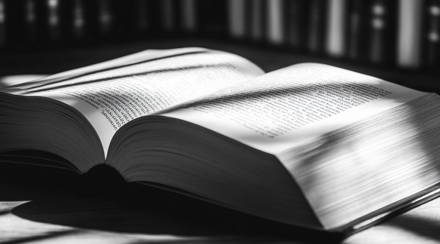 Un livre en noir et blanc pour illustrer un guide d'utilisation.