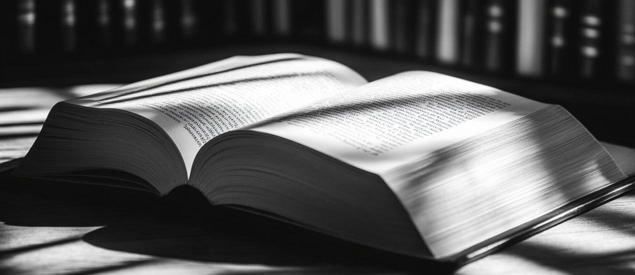 Un livre en noir et blanc pour illustrer un guide d'utilisation.